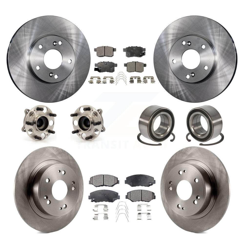 Hub Bearings Disc Brake Rotors And Pads Front Rear Kit (10Pc) For Honda Accord