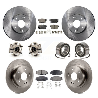 Hub Bearings Disc Brake Rotors And Pads Front Rear Kit (10Pc) For Honda Accord