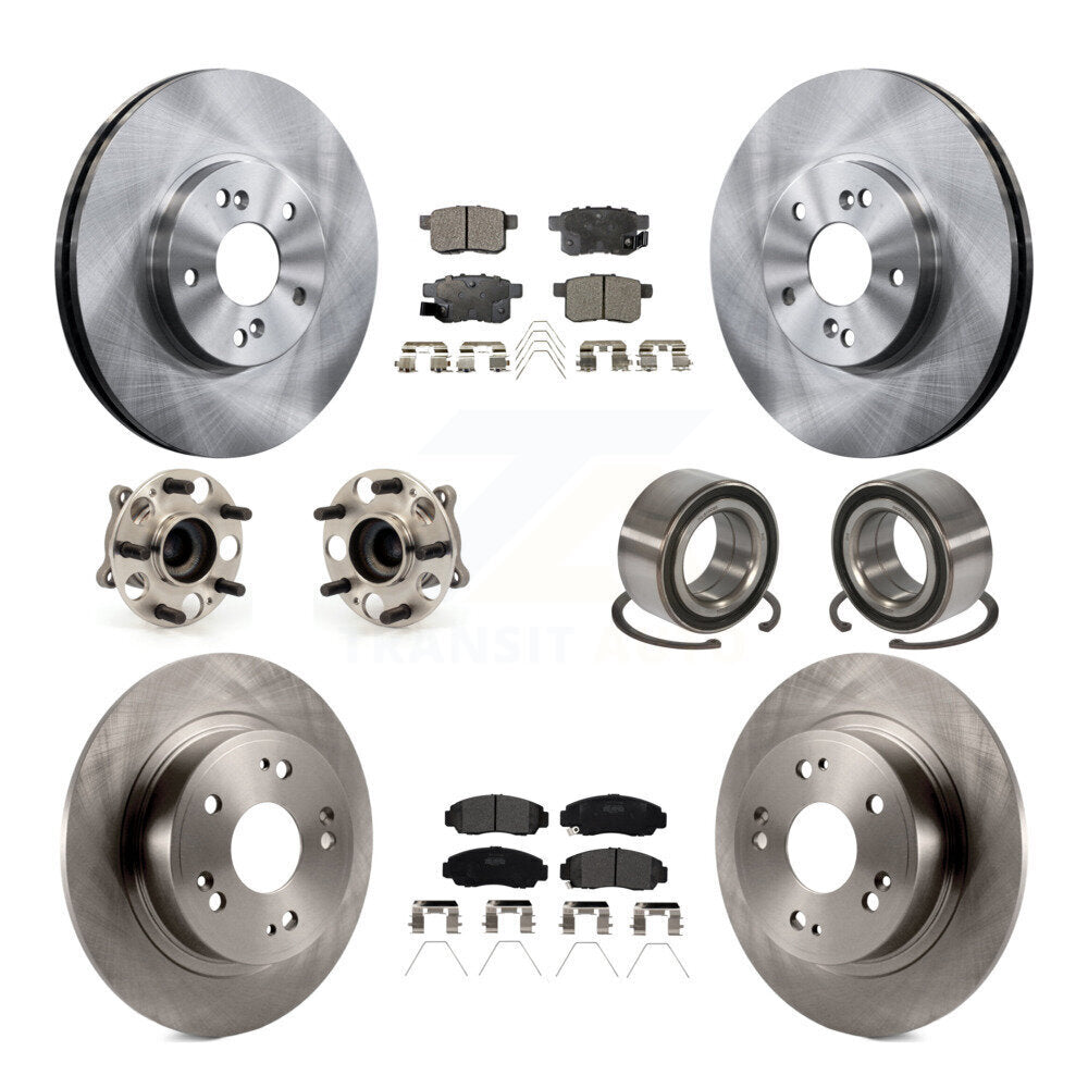 Hub Bearing Brake Rotor And Pad Front Rear Kit (10Pc) For Honda Accord Acura TSX