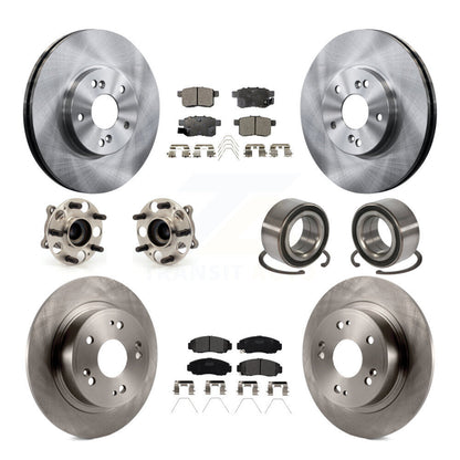 Hub Bearing Brake Rotor And Pad Front Rear Kit (10Pc) For Honda Accord Acura TSX