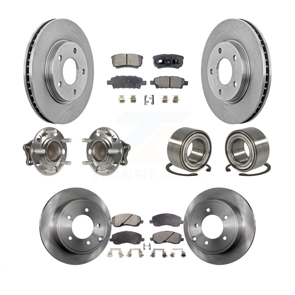 Hub Bearing Disc Brake Rotor And Pad Front Rear Kit (10Pc) For Mitsubishi Lancer