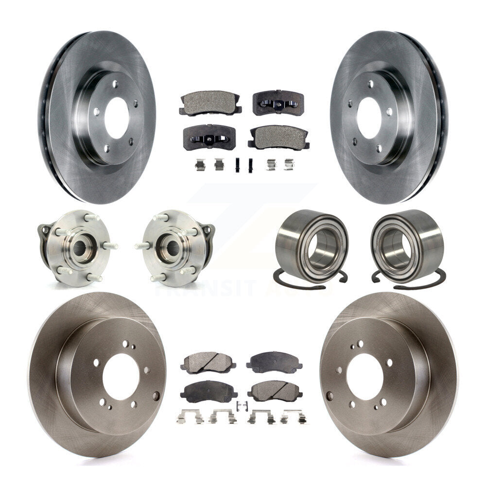 Hub Bearing Disc Brake Rotor Pads Front Rear Kit (10Pc) For Mitsubishi Outlander