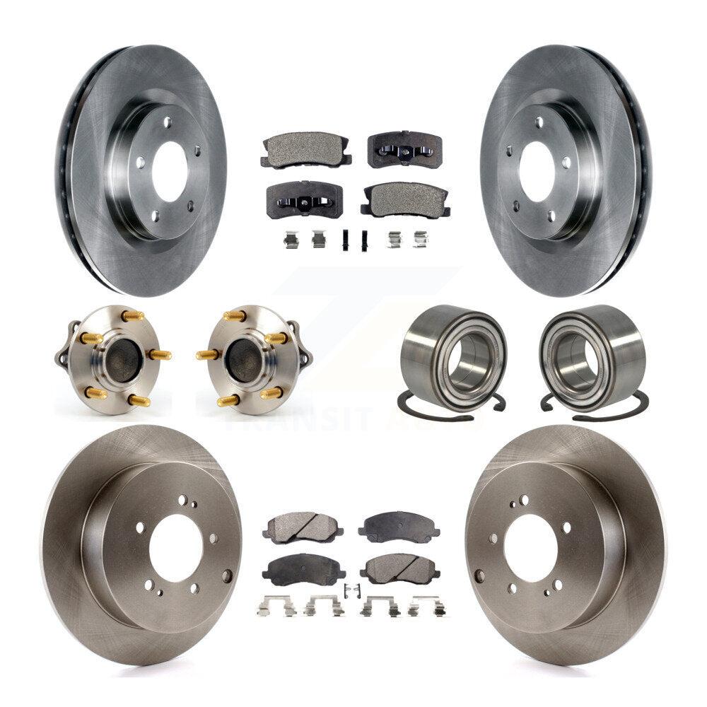 Hub Bearing Disc Brake Rotor Pads Front Rear Kit (10Pc) For Mitsubishi Outlander