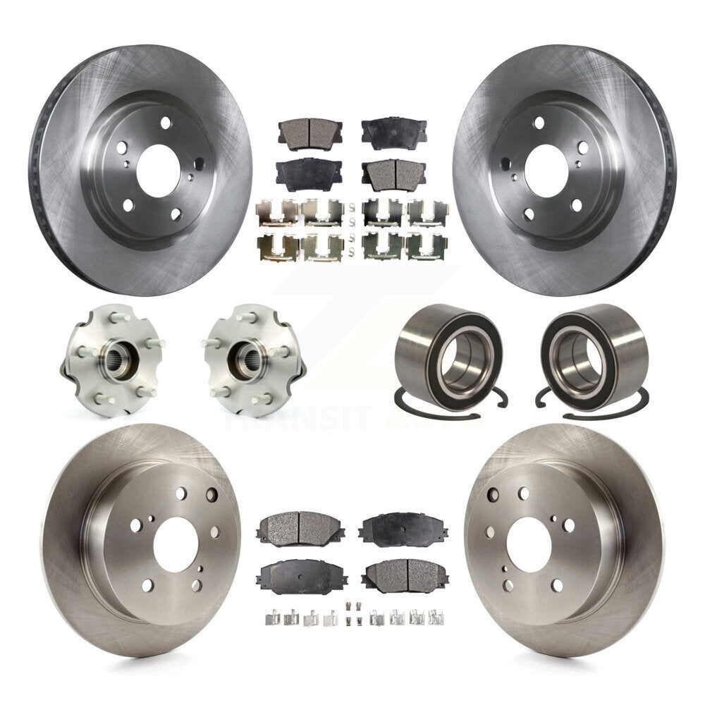 Hub Bearing Brake Rotor Pad Front Rear Kit (10Pc) For Toyota Matrix Pontiac Vibe