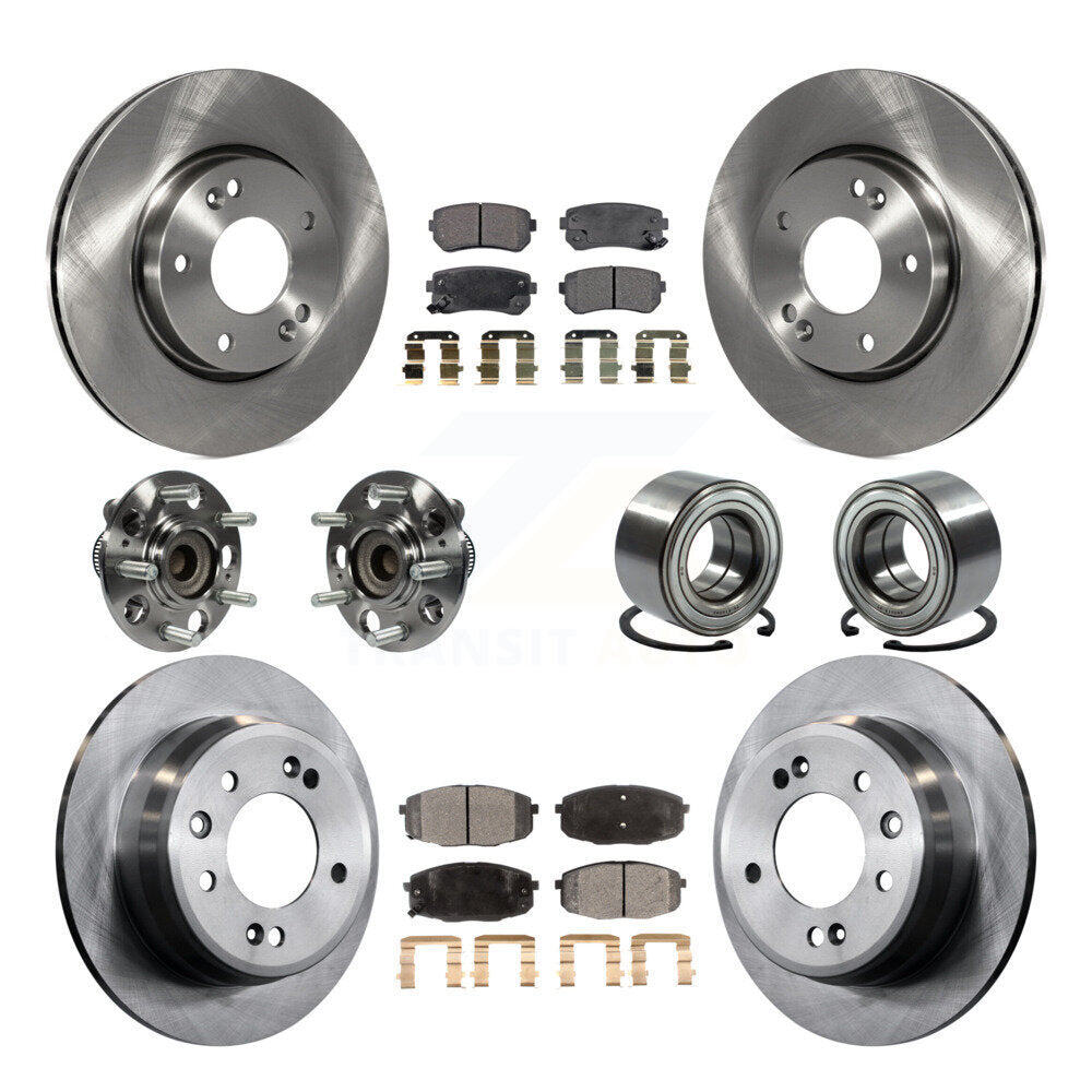 Hub Bearing Disc Brake Rotors And Pads Front Rear Kit (10Pc) For Hyundai Elantra