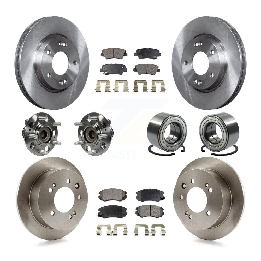 Hub Bearing Disc Brake Rotors And Pads Front Rear Kit (10Pc) For Hyundai Elantra