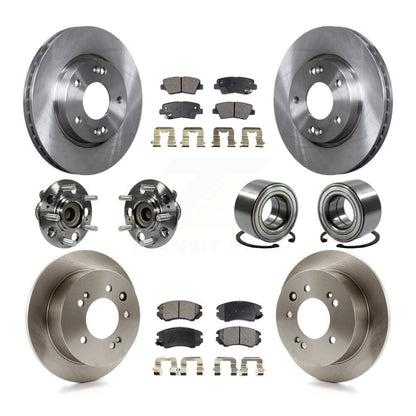Hub Bearing Disc Brake Rotors And Pads Front Rear Kit (10Pc) For Hyundai Elantra