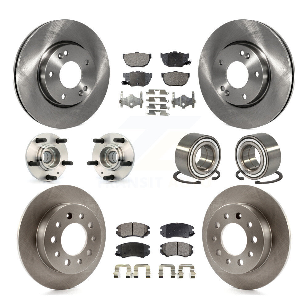 Hub Bearing Disc Brake Rotors And Pads Front Rear Kit (10Pc) For Hyundai Tiburon