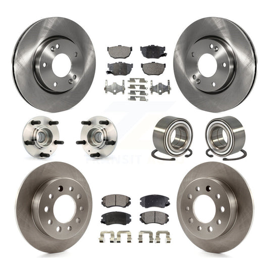 Hub Bearing Disc Brake Rotors And Pads Front Rear Kit (10Pc) For Hyundai Tiburon
