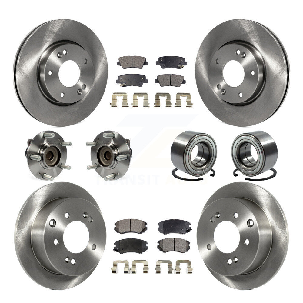 Hub Bearing Disc Brake Rotor & Pads Front Rear Kit (10Pc) For 2012-2013 Kia Soul