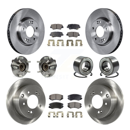 Hub Bearing Assembly Disc Brake Rotor And Pad Front Rear Kit (10Pc) For Kia Soul
