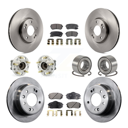 Hub Bearing Disc Brake Rotor & Pads Front Rear Kit (10Pc) For Hyundai Tucson Kia