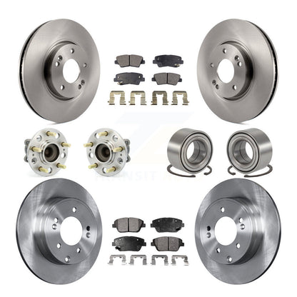 Hub Bearing Brake Rotor Pads Front Rear Kit (10Pc) For Hyundai Sonata Kia Optima