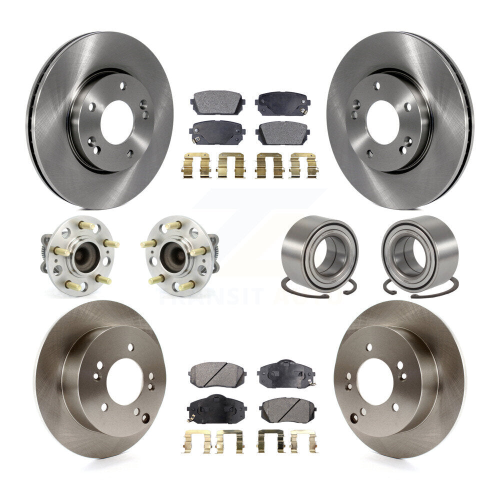 Hub Bearing Disc Brake Rotor & Pad Front Rear Kit (10Pc) For 2008-2009 Kia Rondo