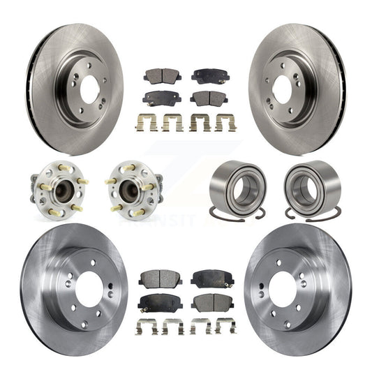 Hub Bearing Disc Brake Rotors And Pads Front Rear Kit (10Pc) For Kia Optima 2.0L