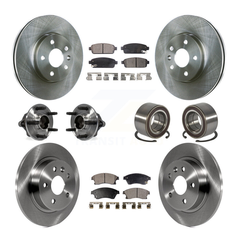 Hub Bearing Disc Brake Rotors And Pads Front Rear Kit (10Pc) For Chevrolet Sonic