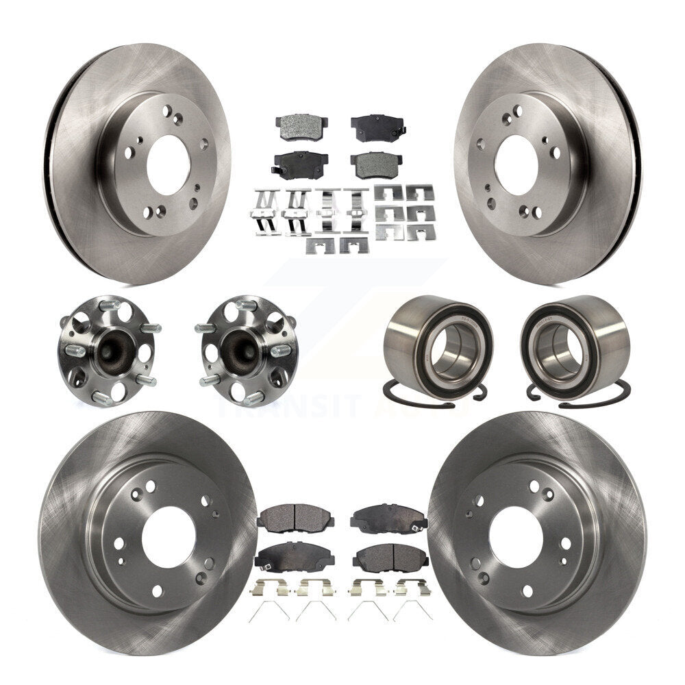 Wheel Hub Bearing Disc Brake Rotor And Pad Front Rear Kit (10Pc) For Honda Civic