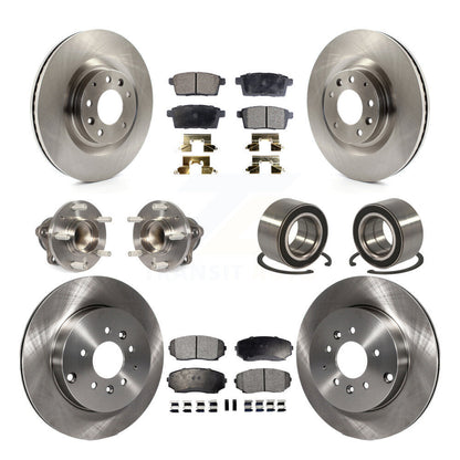 Hub Bearing Brake Rotor & Pad Front Rear Kit (10Pc) For 2007-2015 Mazda CX-9 FWD