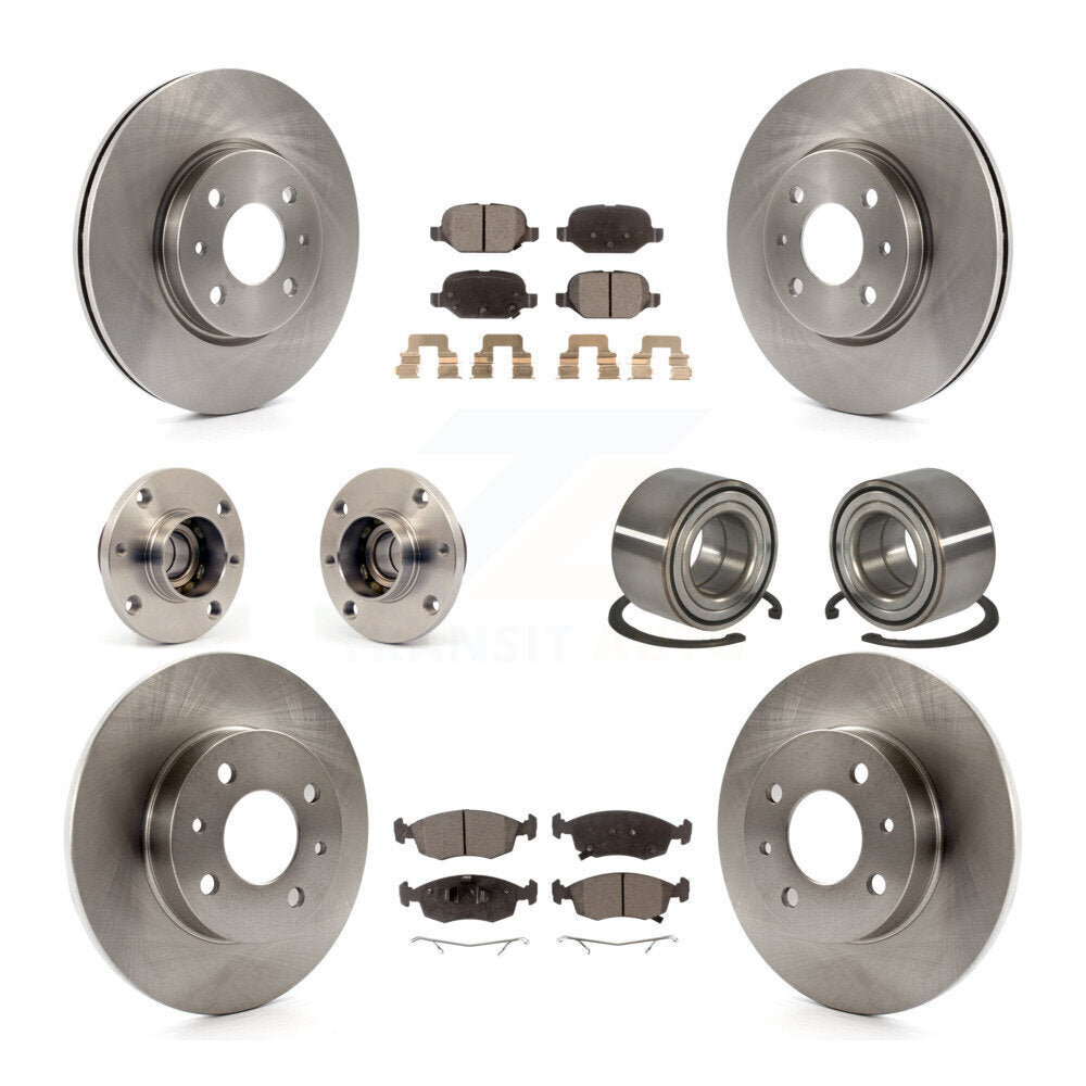 Hub Bearing Assembly Disc Brake Rotor And Pad Front Rear Kit (10Pc) For Fiat 500