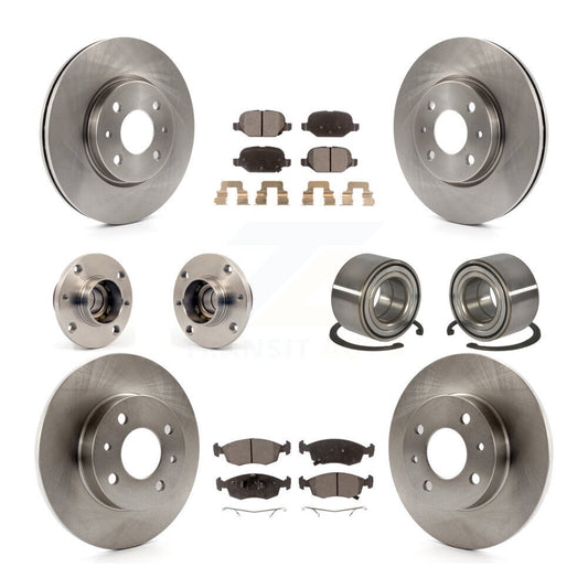Hub Bearing Assembly Disc Brake Rotor And Pad Front Rear Kit (10Pc) For Fiat 500
