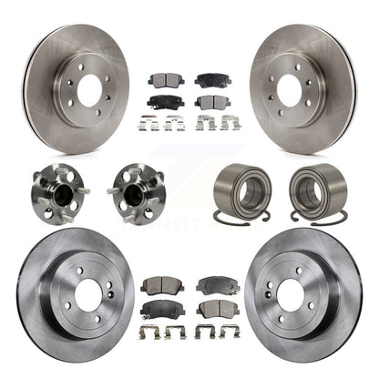Hub Bearing Brake Rotor & Pad Front Rear Kit (10Pc) For 2012-2017 Hyundai Accent
