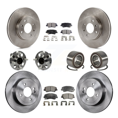 Hub Bearing Assembly Disc Brake Rotor And Pads Front Rear Kit (10Pc) For Kia Rio