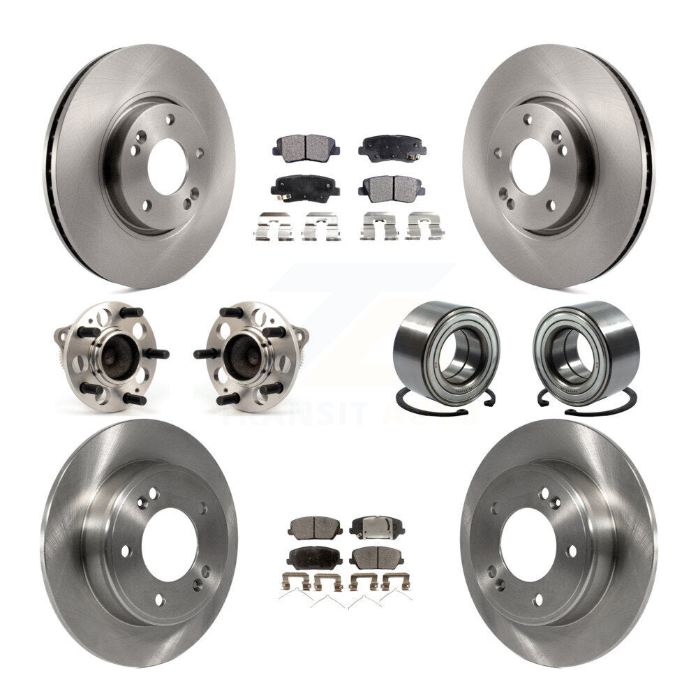 Hub Bearings Disc Brake Rotors And Pads Front Rear Kit (10Pc) For Kia Forte Koup