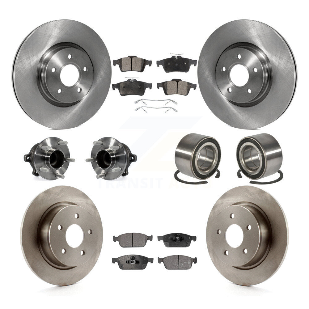 Hub Bearing Brake Rotor Pads Front Rear Kit (10Pc) For Ford Escape FWD with 2.0L