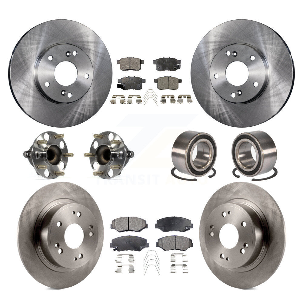 Hub Bearings Disc Brake Rotors And Pads Front Rear Kit (10Pc) For Honda Accord