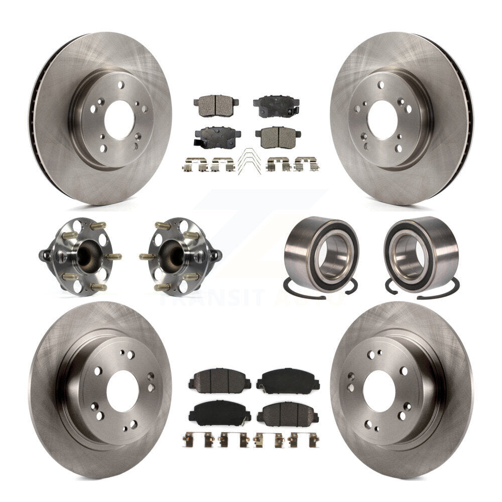 Hub Bearings Disc Brake Rotors And Pads Front Rear Kit (10Pc) For Honda Accord