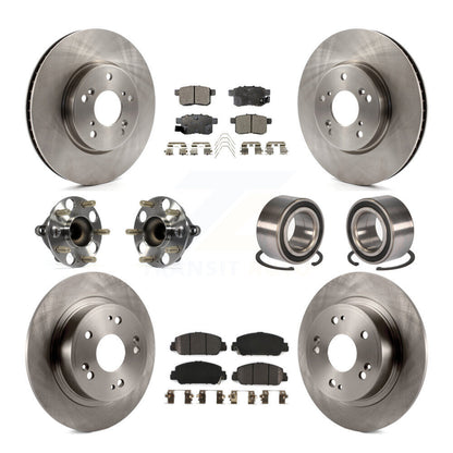 Hub Bearings Disc Brake Rotors And Pads Front Rear Kit (10Pc) For Honda Accord