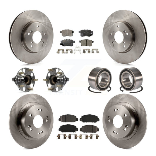 Hub Bearings Disc Brake Rotors And Pads Front Rear Kit (10Pc) For Honda Accord