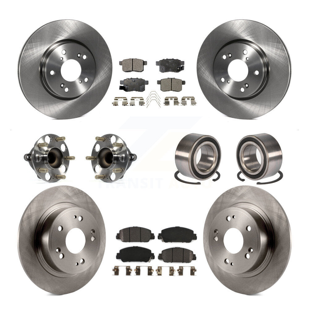 Hub Bearings Disc Brake Rotors And Pads Front Rear Kit (10Pc) For Honda Accord