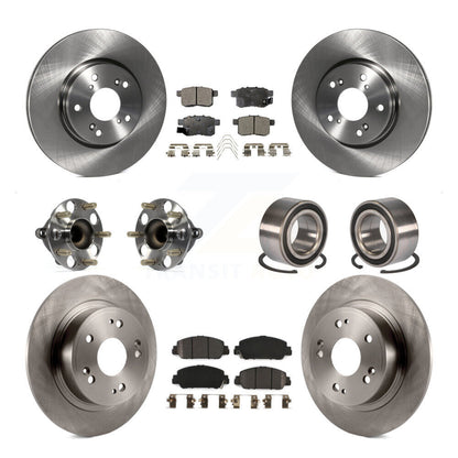 Hub Bearings Disc Brake Rotors And Pads Front Rear Kit (10Pc) For Honda Accord