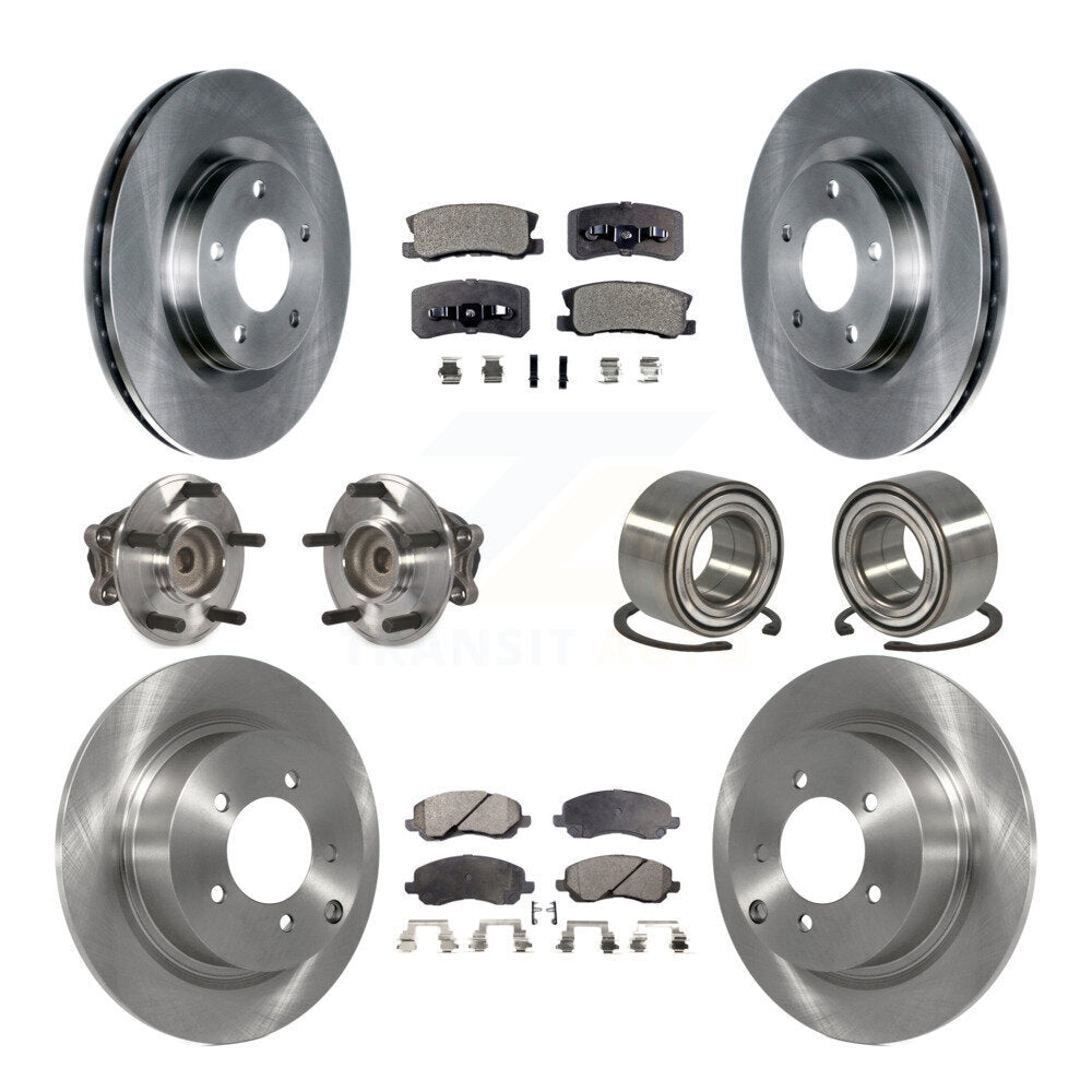 Hub Bearing Brake Rotor & Pads Front Rear Kit (10Pc) For 2012 Mitsubishi RVR FWD