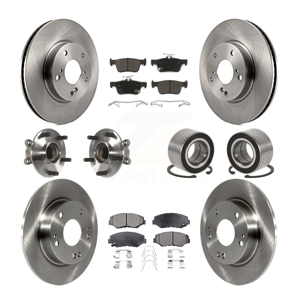 Wheel Hub Bearing Disc Brake Rotor And Pad Front Rear Kit (10Pc) For Honda Civic