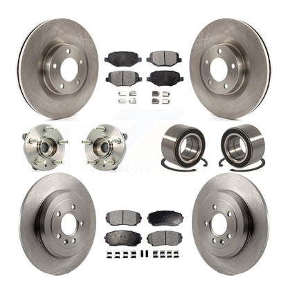 Hub Bearing Disc Brake Rotor Pad Front Rear Kit (10Pc) For Ford Edge Lincoln MKX
