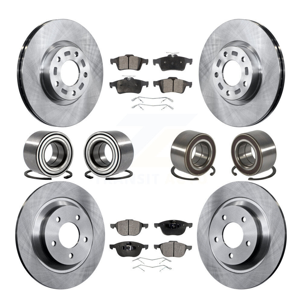 Bearing Disc Brake Rotor And Semi-Metallic Pad Front Rear Kit (10Pc) For Mazda 5