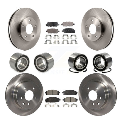 Wheel Bearing Disc Brake Rotor And Pads Front Rear Kit (10Pc) For Nissan X-Trail