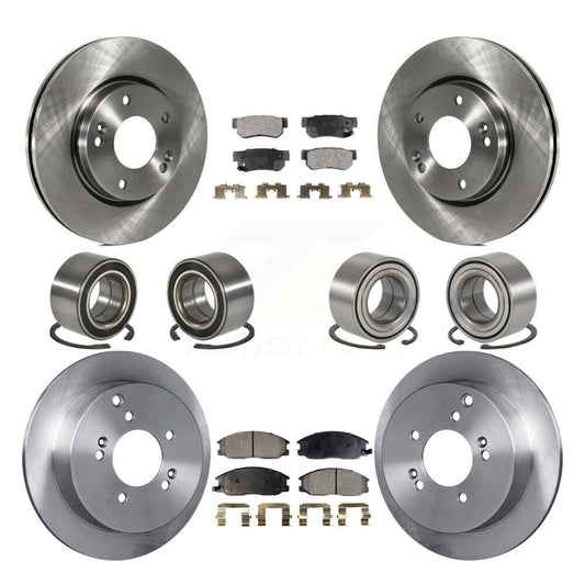 Bearing Brake Rotor Pad Front Rear Kit (10Pc) For 2001-2006 Hyundai Santa Fe 4WD