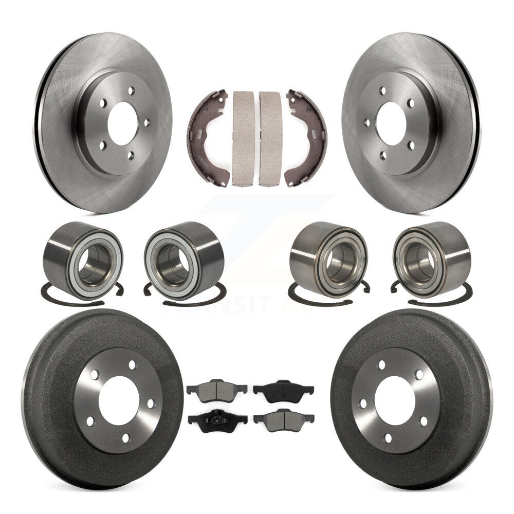 Bearing Brake Rotor Pad Shoe Front Rear Kit (10Pc) For Ford Escape Mazda Tribute