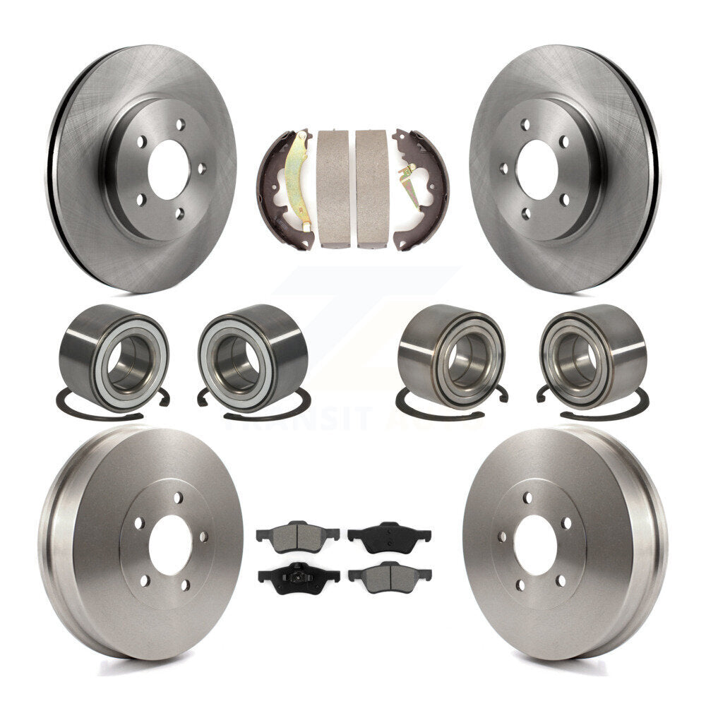 Bearing Brake Rotor Pad Shoe Front Rear Kit (10Pc) For Ford Escape Mazda Tribute