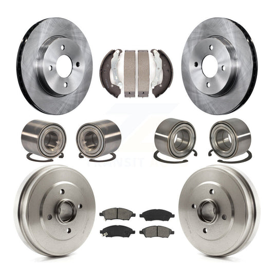 Bearing Brake Rotor & Pad Shoe Front Rear Kit (10Pc) For Nissan Micra Versa Note