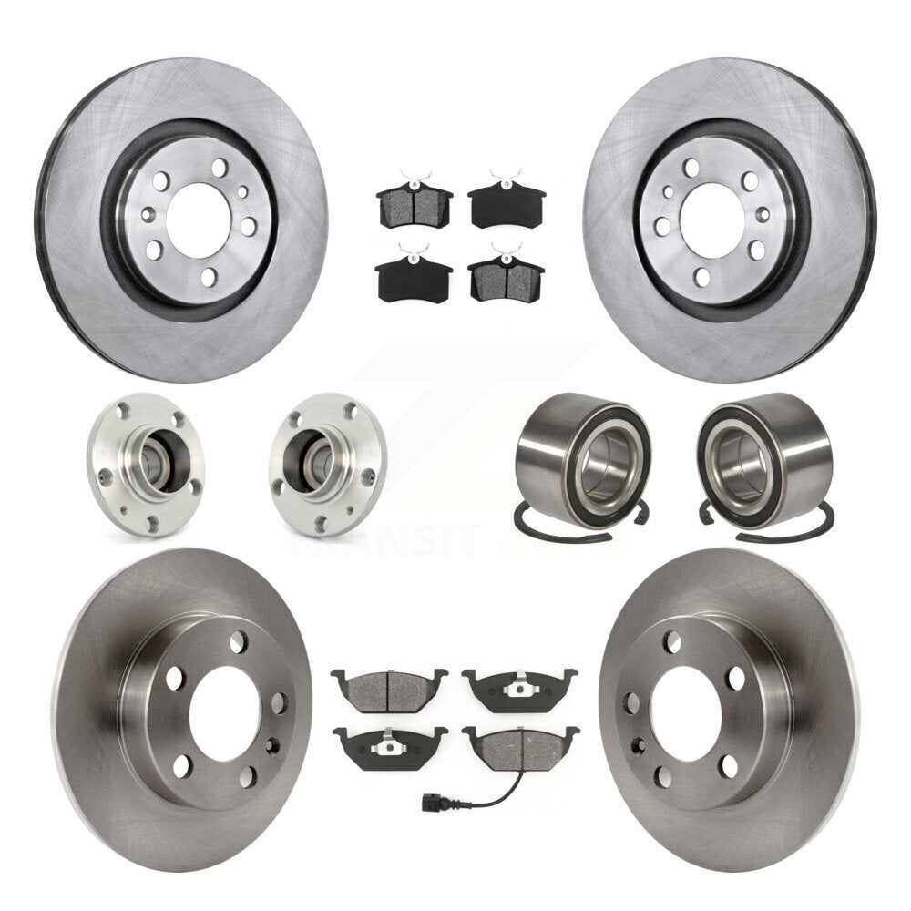 Hub Bearing Brake Rotor Pad Front Rear Kit (10Pc) For Volkswagen Golf City Jetta