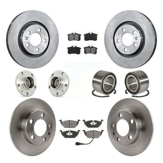 Hub Bearing Brake Rotor Pad Front Rear Kit (10Pc) For Volkswagen Golf City Jetta