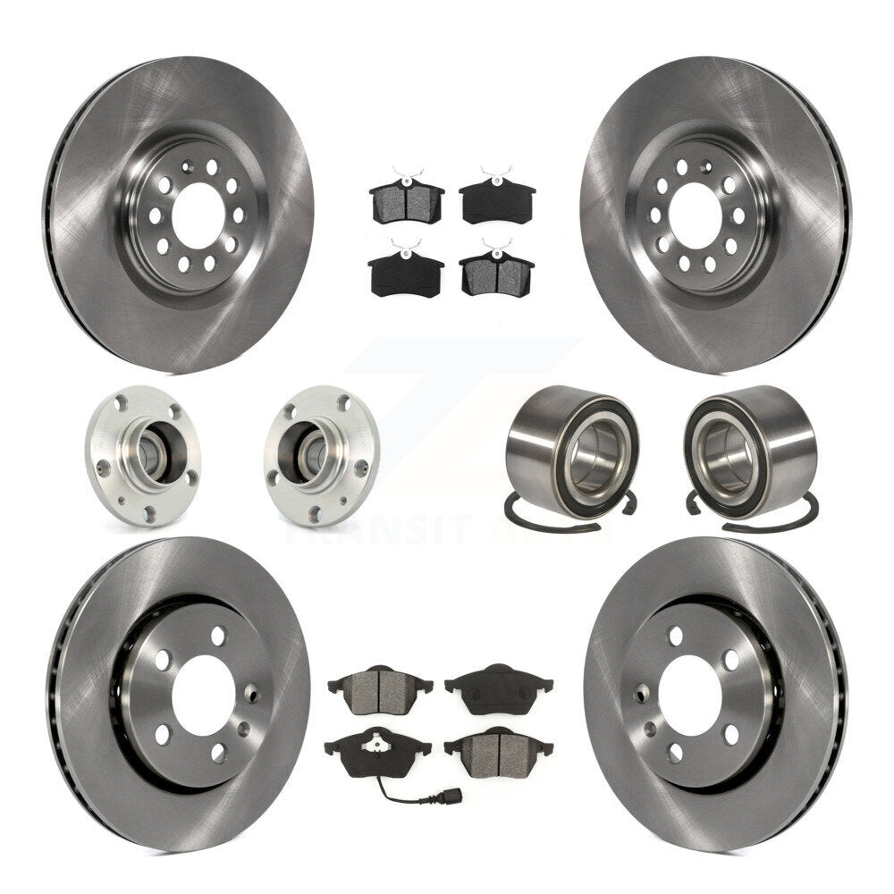 Hub Bearing Brake Rotor & Pads Front Rear Kit (10Pc) For Volkswagen Golf Audi TT