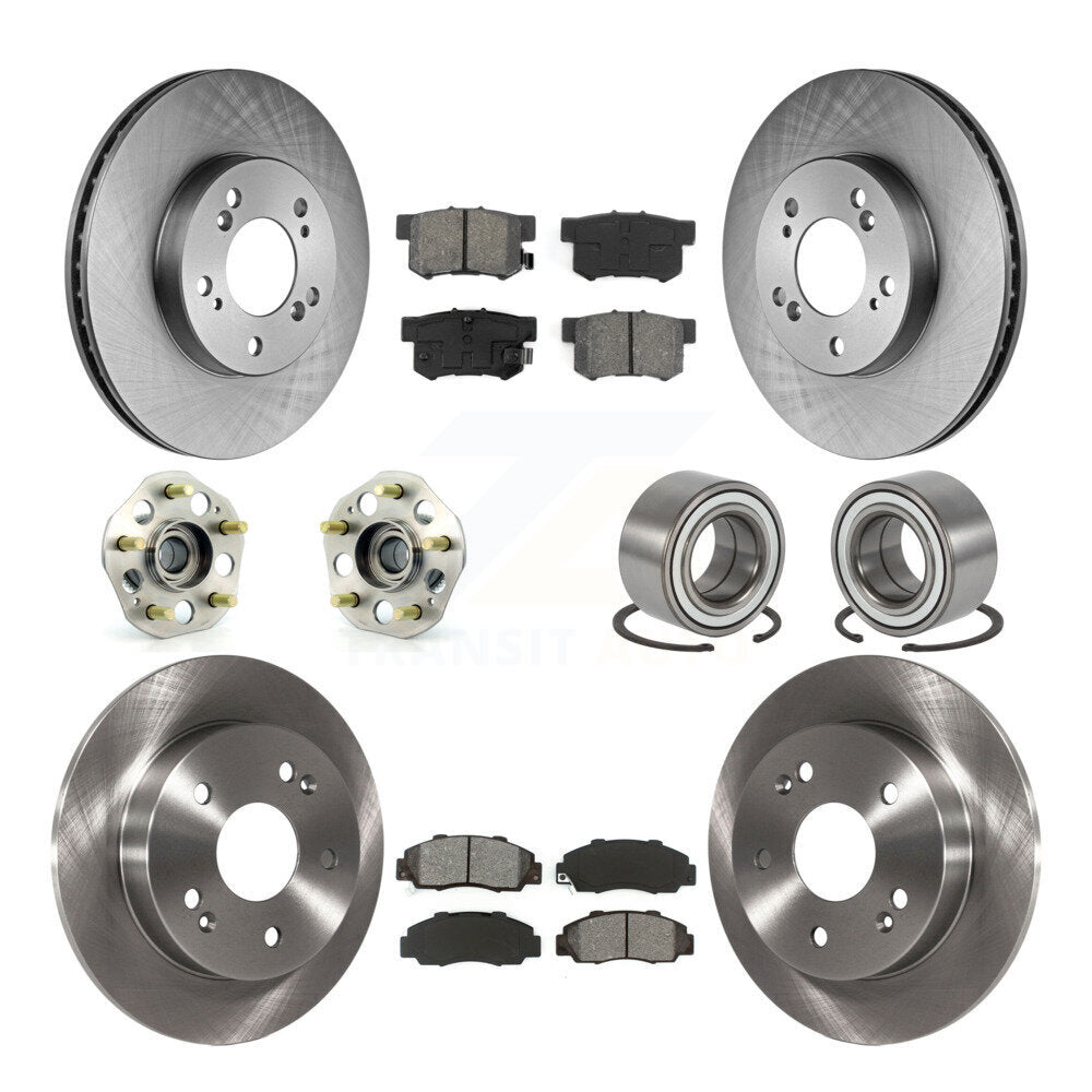 Hub Bearing Brake Rotor & Pads Front Rear Kit (10Pc) For 1997-2001 Honda Prelude