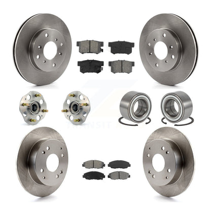Hub Bearings Disc Brake Rotors And Pads Front Rear Kit (10Pc) For Honda Accord
