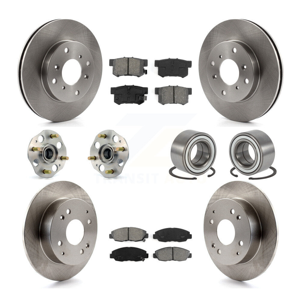 Hub Bearings Disc Brake Rotors And Pads Front Rear Kit (10Pc) For Honda Accord