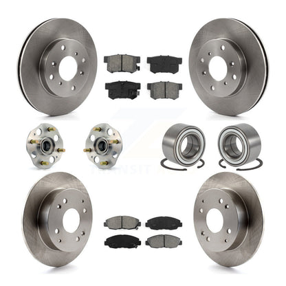 Hub Bearings Disc Brake Rotors And Pads Front Rear Kit (10Pc) For Honda Accord